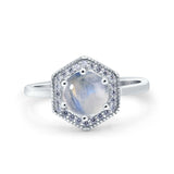 Vintage Style Round Natural Stone Hexagonal Ring