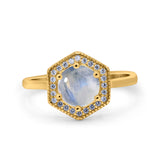 Vintage Style Round Natural Stone Hexagonal Ring