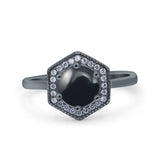 Vintage Style Round Natural Stone Hexagonal Ring