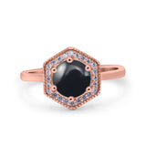 Vintage Style Round Natural Stone Hexagonal Ring