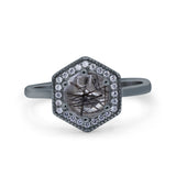 Vintage Style Round Natural Stone Hexagonal Ring