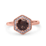 Vintage Style Round Natural Stone Hexagonal Ring