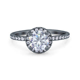 Vintage Style Round Natural Stone Halo Ring