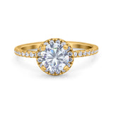 Vintage Style Round Natural Stone Halo Ring