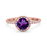 Vintage Style Round Natural Stone Halo Ring