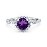 Vintage Style Round Natural Stone Halo Ring