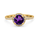 Vintage Style Round Natural Stone Halo Ring