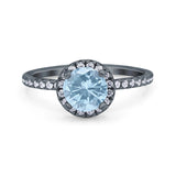 Vintage Style Round Natural Stone Halo Ring