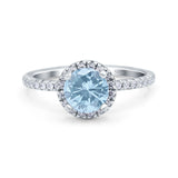 Round Natural Aquamarine Vintage Style Ring 925 Sterling Silver