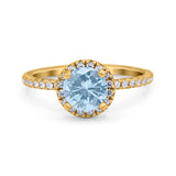 Vintage Style Round Natural Stone Halo Ring