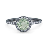 Vintage Style Round Natural Stone Halo Ring