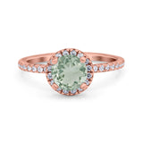 Vintage Style Round Natural Stone Halo Ring