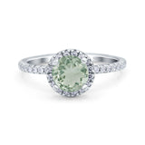 Vintage Style Round Natural Stone Halo Ring