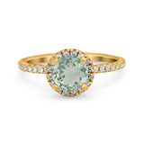 Vintage Style Round Natural Stone Halo Ring