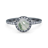 Vintage Style Round Natural Stone Halo Ring