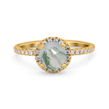 Vintage Style Round Natural Stone Halo Ring