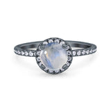 Vintage Style Round Natural Stone Halo Ring