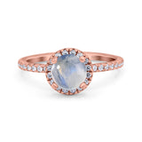 Vintage Style Round Natural Stone Halo Ring