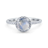 Vintage Style Round Natural Stone Halo Ring