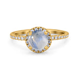 Vintage Style Round Natural Stone Halo Ring