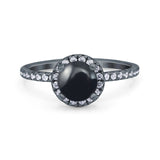 Vintage Style Round Natural Stone Halo Ring