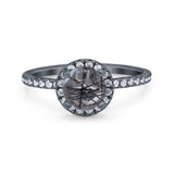 Vintage Style Round Natural Stone Halo Ring