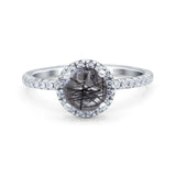 Vintage Style Round Natural Stone Halo Ring
