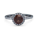 Vintage Style Round Natural Stone Halo Ring
