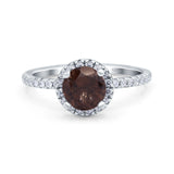 Vintage Style Round Natural Stone Halo Ring