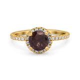 Vintage Style Round Natural Stone Halo Ring