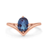 Oval Natural Stone V Midi Band Solitaire Ring