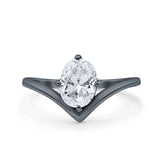 Oval Natural Stone V Midi Band Solitaire Ring