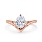 Oval Natural Stone V Midi Band Solitaire Ring