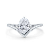 Oval Natural Stone V Midi Band Solitaire Ring