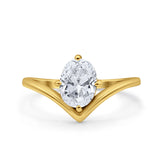 Oval Natural Stone V Midi Band Solitaire Ring