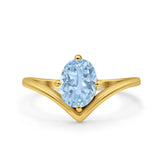 Oval Natural Stone V Midi Band Solitaire Ring