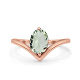 Oval Natural Stone V Midi Band Solitaire Ring