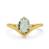 Oval Natural Stone V Midi Band Solitaire Ring