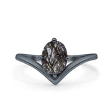 Oval Natural Stone V Midi Band Solitaire Ring