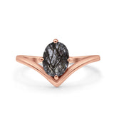Oval Natural Stone V Midi Band Solitaire Ring