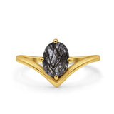 Oval Natural Stone V Midi Band Solitaire Ring