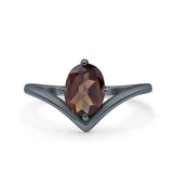 Oval Natural Stone V Midi Band Solitaire Ring