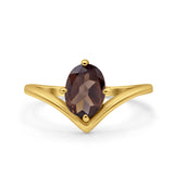 Oval Natural Stone V Midi Band Solitaire Ring