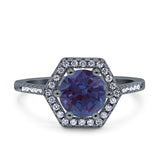 Vintage Style Round Natural Stone Hexagonal Ring