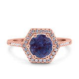 Vintage Style Round Natural Stone Hexagonal Ring