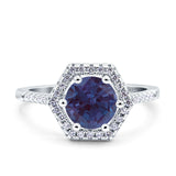 Vintage Style Round Natural Stone Hexagonal Ring