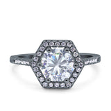 Vintage Style Round Natural Stone Hexagonal Ring