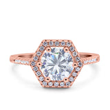 Vintage Style Round Natural Stone Hexagonal Ring