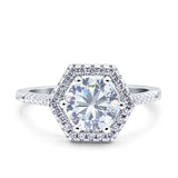 Vintage Style Round Natural Stone Hexagonal Ring