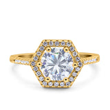 Vintage Style Round Natural Stone Hexagonal Ring